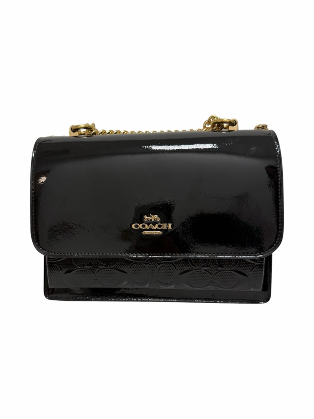 Coach Solid Black Patent Leather Handbag